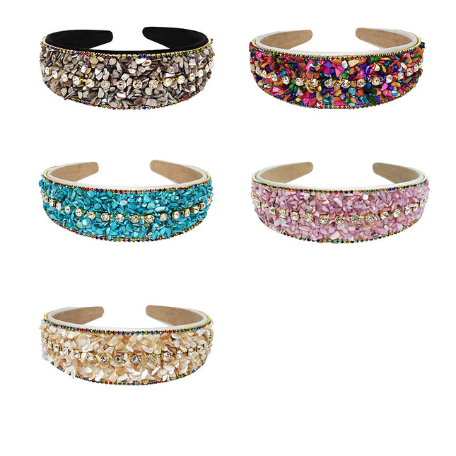 Color Stone Decor Headband HB21029-21 (12PC)