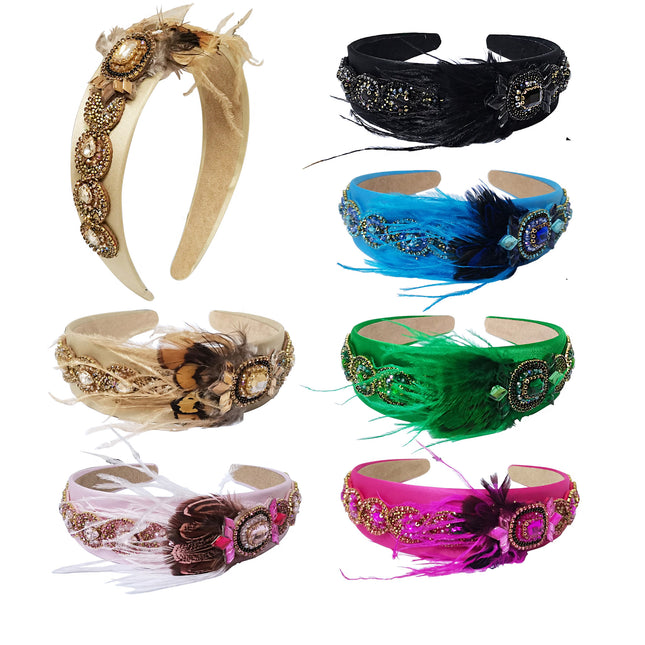 FEATHER CRYSTAL HEADBAND 21029-27 (12PC)