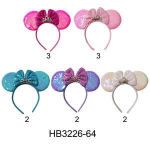 MOUSE EAR CROWN SEQUIN HEADBAND 3226-64 (12PC)