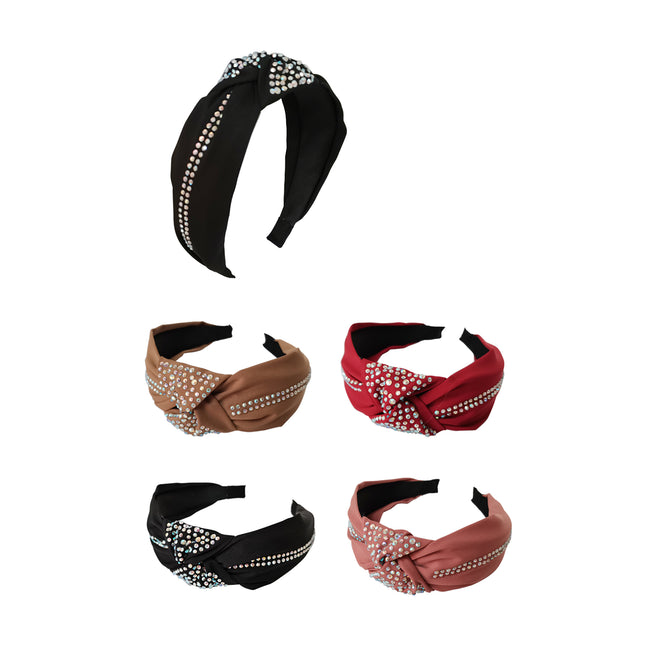 RHINESTONE DECOR KNOT HEADBAND 402-40 (12PC)