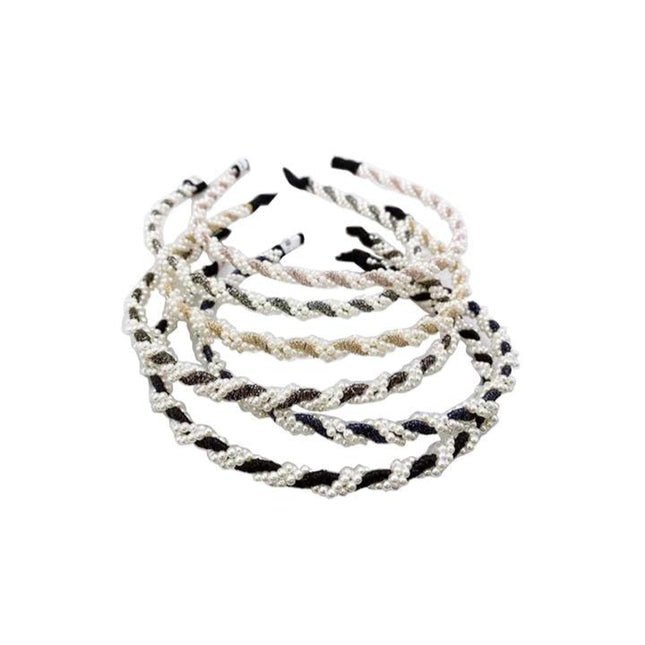 Pearl Twisted Vine Thin Headband HB402-59 (12PC)