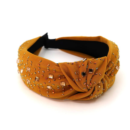 SQUARE RHINESTONE DECOR KNOT HEADBAND HB920-45 (12PC)