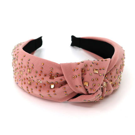 SQUARE RHINESTONE DECOR KNOT HEADBAND HB920-45 (12PC)