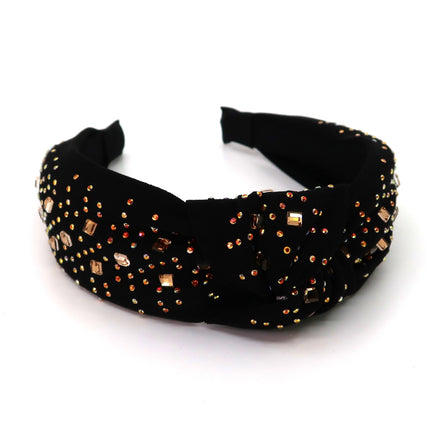 SQUARE RHINESTONE DECOR KNOT HEADBAND HB920-45 (12PC)