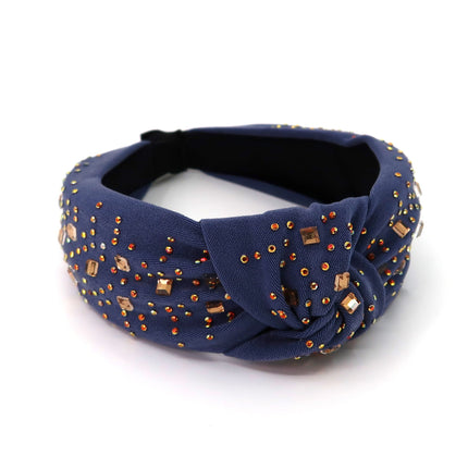 SQUARE RHINESTONE DECOR KNOT HEADBAND HB920-45 (12PC)