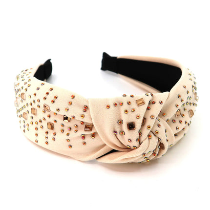 SQUARE RHINESTONE DECOR KNOT HEADBAND HB920-45 (12PC)