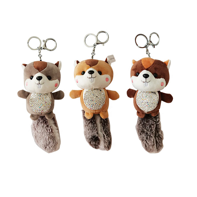 Rhinestone Big Tooth Squirrel Keychain KC1028-19 (12PC)