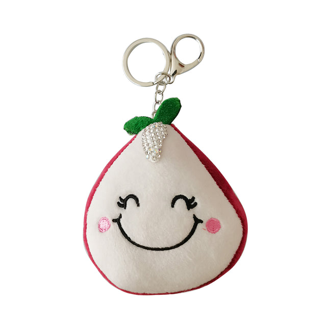 RHINESTONE APPLE PLUSH KEY CHAIN 224-1 (12PC)