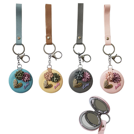 HEART FLOWER DECOR MIRROR KEY CHAIN 3222-35 (12PC)