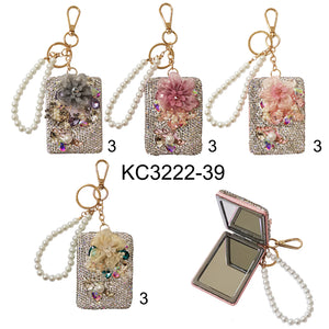 MIRROR KEYCHAIN STONE SQUARE 3222-39 (6PC)