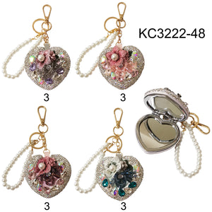 MIRROR KEYCHAIN STONE HEART 3222-48 (6PC)