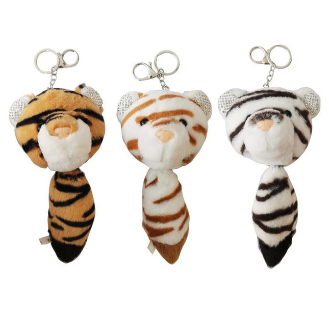 Rhinestone Tiger Tail Plush Key Chain KC825-2 (12PC)