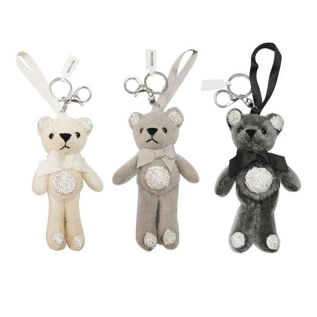 RHINESTONE RIBBON BEAR PLUSH KEY CHAIN 922-14 (12PC)