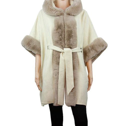 Faux Fur Hoodie Shawl P3802 (1PC)