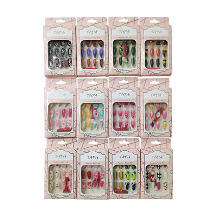 Multi Design Almond Fake Nail Set SS1112-35 (12PK)