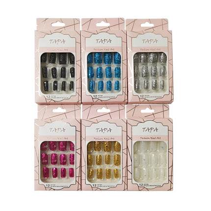 Multi Color Square Fake Nail Set SS1112-38 (12PK)