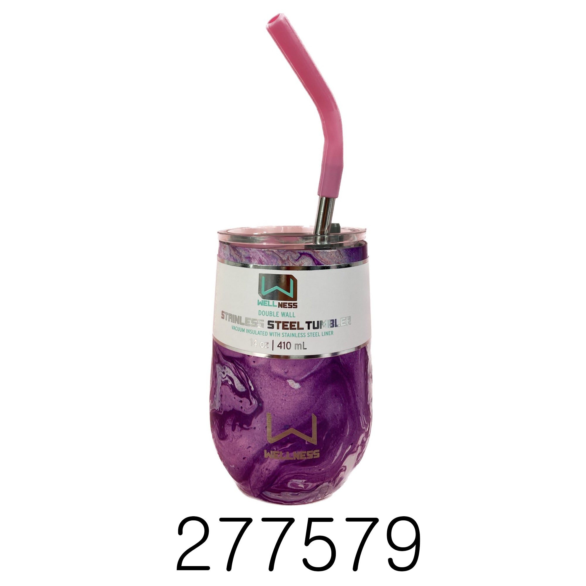 WINE TUMBLER WITH LID N STRAW 277579 (4PC)