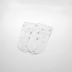 WEDDING GLOVE LACE UP FINGERLESS FLORAL 221 (12PC)