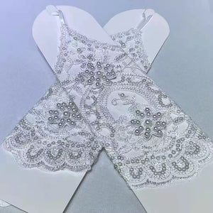 WEDDING GLOVE LACE UP FINGERLESS FLORAL 225 (12PC)