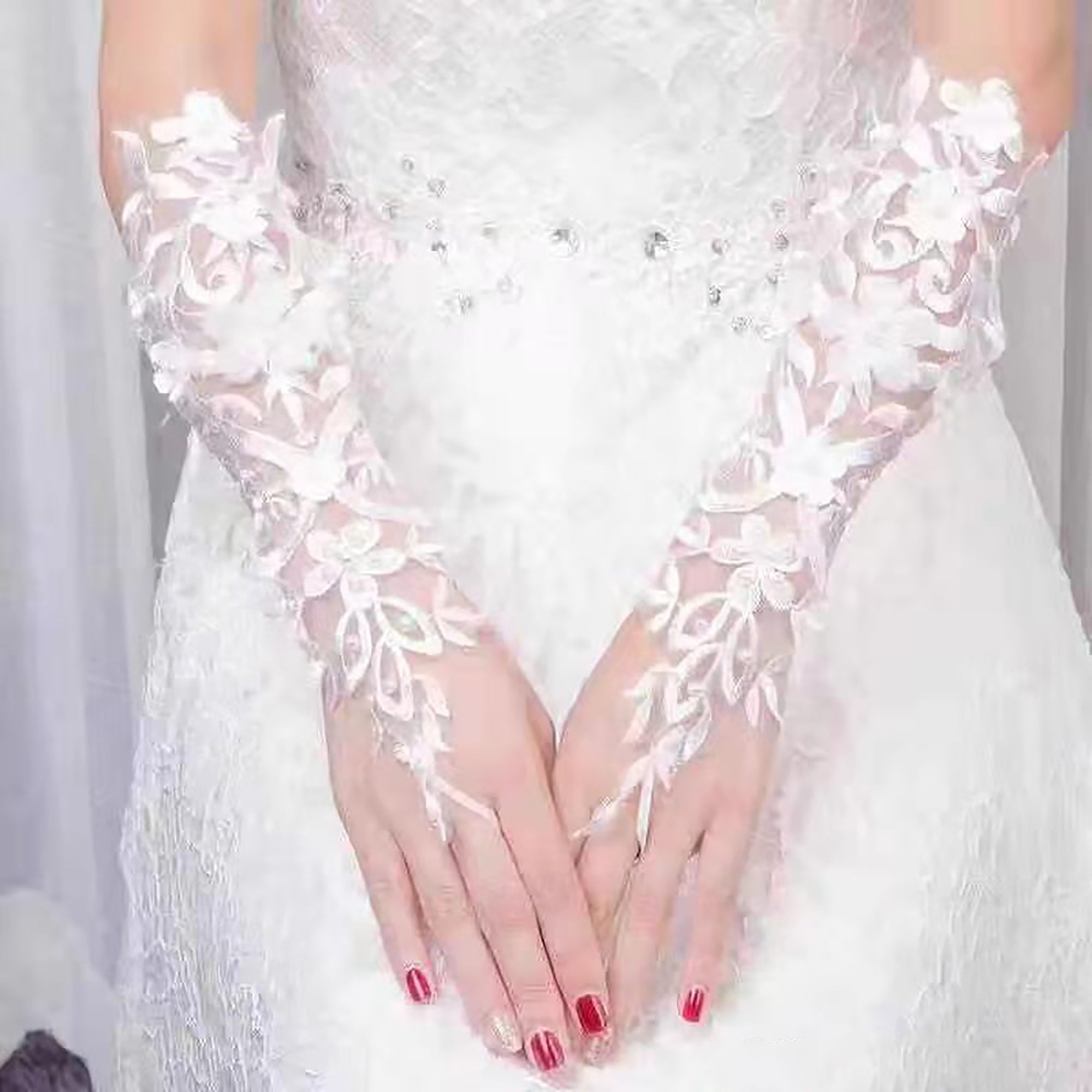 WEDDING GLOVE LACE UP FINGERLESS FLORAL 230 (12PC)